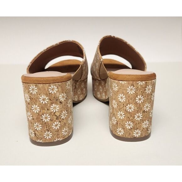Y-Not? Suki Daisy Cork Platform Block Heel Slide Textile Upper Sandals Size 6M - Picture 11 of 15